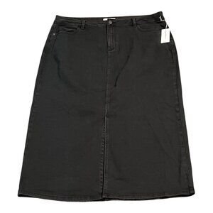 Liz Claiborne Woman Midi Denim Skirt Mineral Wash Quiet Luxe Black Size 18 NWT